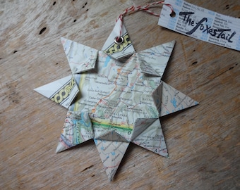 Zion National Park, Utah Origami Map Ornament, Home Decor, Wall Art, Vacation, Destination, Wanderlust, Park Lands, Upcycle, Sustainable