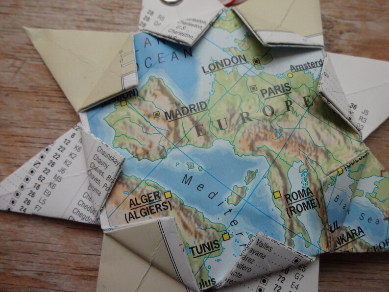 Europe Origami Map Ornament Home Decor Wall Art Road Map Etsy