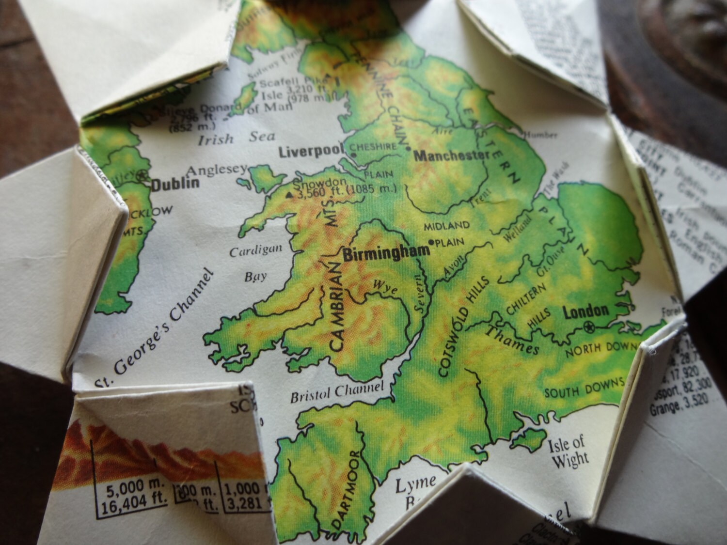 England Origami Map Ornament, Home Decor, Wall Art, Road Map, Vacation ...