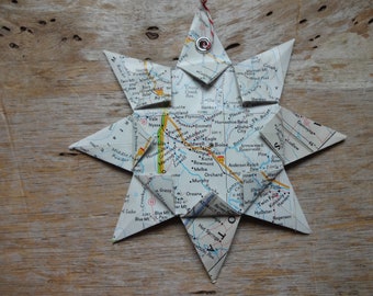 Boise, ID Origami Map Ornament, Home Decor, Wall Art, Road Map, Vacation, Christmas, Holiday, Birthday, Wedding, Travel, Gift