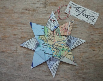 Los Angeles, California Origami Map Ornament, Home Decor, Wall Art, Road Map, Vacation, Christmas, Holiday, Birthday, Wedding, Travel, Gift