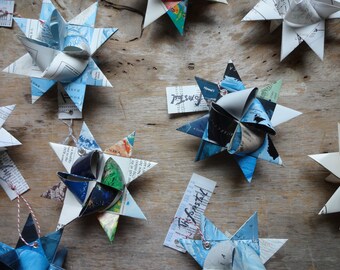Large Folded Moravian Star, Atlas, Map Origami, Paper Craft, Ornament, Wall Art, Upcycle, Reduce, Reuse, Recycle, Zero Waste, Travel