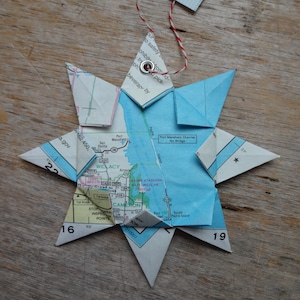 Île de South Padre, ornement de carte en origami Tx, décoration d'intérieur, carte routière, vacances, Noël, vacances, anniversaire, mariage, remise des diplômes, déménagement, cadeau