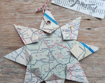 Allegheny National Forest, Marienville, PA Origami Map Ornament, Home Decor, Wall Art, Vacation, Destination, Wanderlust, Park Lands