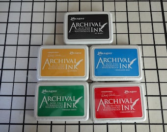 Stamp Pad Add On, Ranger Ink, Archival, Permanent, Black, Blue, Yellow, Red, Green, Hand Carved Stamp, Stamping, Ink Pad, Scrapbook