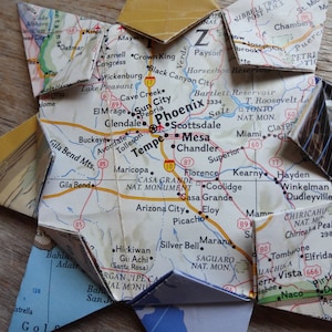 Origami de carte en origami de Phoenix, Arizona, décoration d'intérieur, art mural, carte routière, vacances, Noël, anniversaire, mariage, voyage, recyclage, respectueux de l'environnement