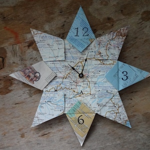 Madrid, Spanien Origami Papierkarte Uhr: Einweihungsparty, Reise, Flitterwochen, Die Grand Tour, Reiseziel, Hochzeit, Ruhestand, Bürodekor