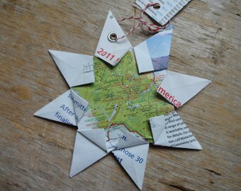 Glacier National Park Origami Map Ornament, Home Decor, Wall Art,  Vacation, Christmas, Holiday, Birthday, Wedding, Graduation, Moving, Gift
