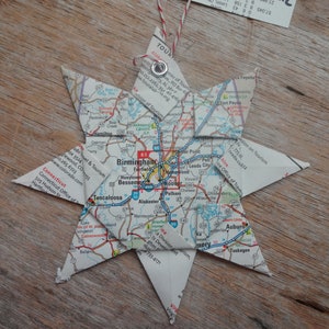 Birmingham, AL, ornement de carte en origami, décoration d'intérieur, art mural, carte routière, vacances, Noël, vacances, mariage, remise des diplômes, déménagement, géographie