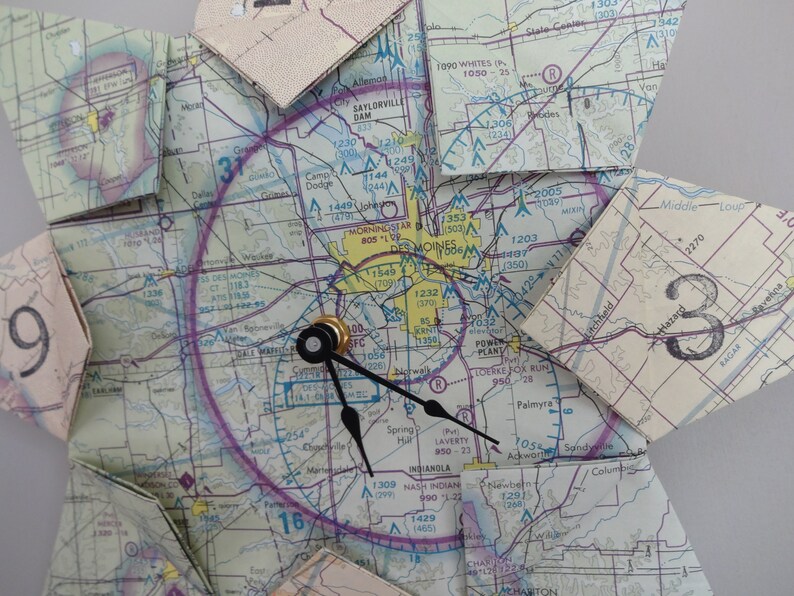 Des Moines Iowa Origami Flight Map Clock Housewarming Etsy