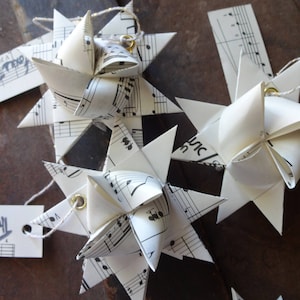 Sheet Music Folded Moravian Star, Origami, Paper Craft, Ornament, Upcycle, Reduce, Reuse, Recycle, Zero Waste, Music Lover, Musician