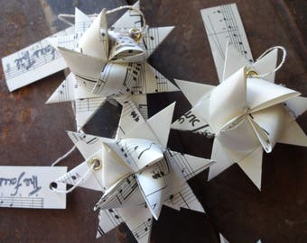 Sheet Music Folded Moravian Star, Origami, Paper Craft, Ornament, Upcycle, Reduce, Reuse, Recycle, Zero Waste, Music Lover, Musician