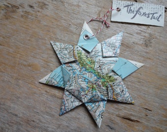 Banff and Jasper National Park Origami Map Ornament, Home Decor, Wall Art, Vacation, Christmas, Holiday, Birthday, Wedding, Graduation,