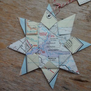 Ornamento mappa origami del monumento nazionale dei dinosauri, arredamento per la casa, arte murale, vacanza, destinazione, voglia di viaggiare, Park Lands, Echo Park, Colorado