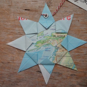 Alaska Origami Karte, Ornament, Andenken, Dekoration, Wand Kunst, Straßenkarte, Urlaub, Weihnachten, Urlaub, Zero Waste, Geburtstag, Hochzeit, Reise