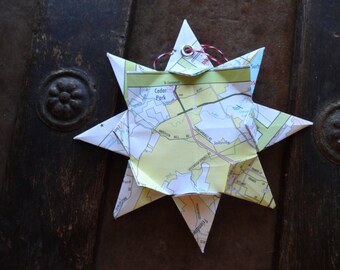 Cedar Park, Texas, Origami Map Ornament, Home Decor, Wall Art, Road Map, Vacation, Christmas, Holiday, Wedding, Graduation, Moving, Gift