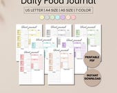 Food Journal Planner, Meal Printable Planner, Food Dairy, Weight Loss Journals, Calorie Log, Daily Nutrition Tracker, Wellness Journals