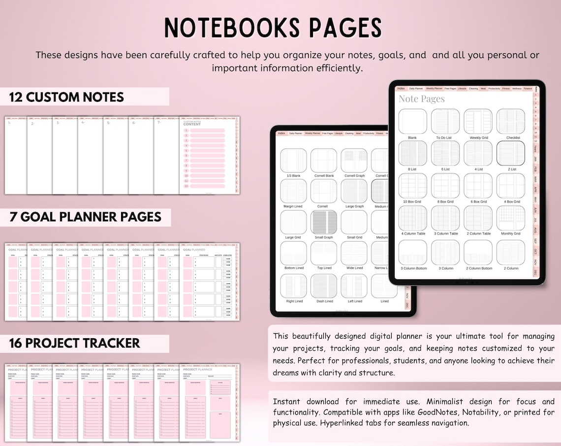 New 2026 2027 2028 All in One Rainbow Digital Planner, Hyperlink ...