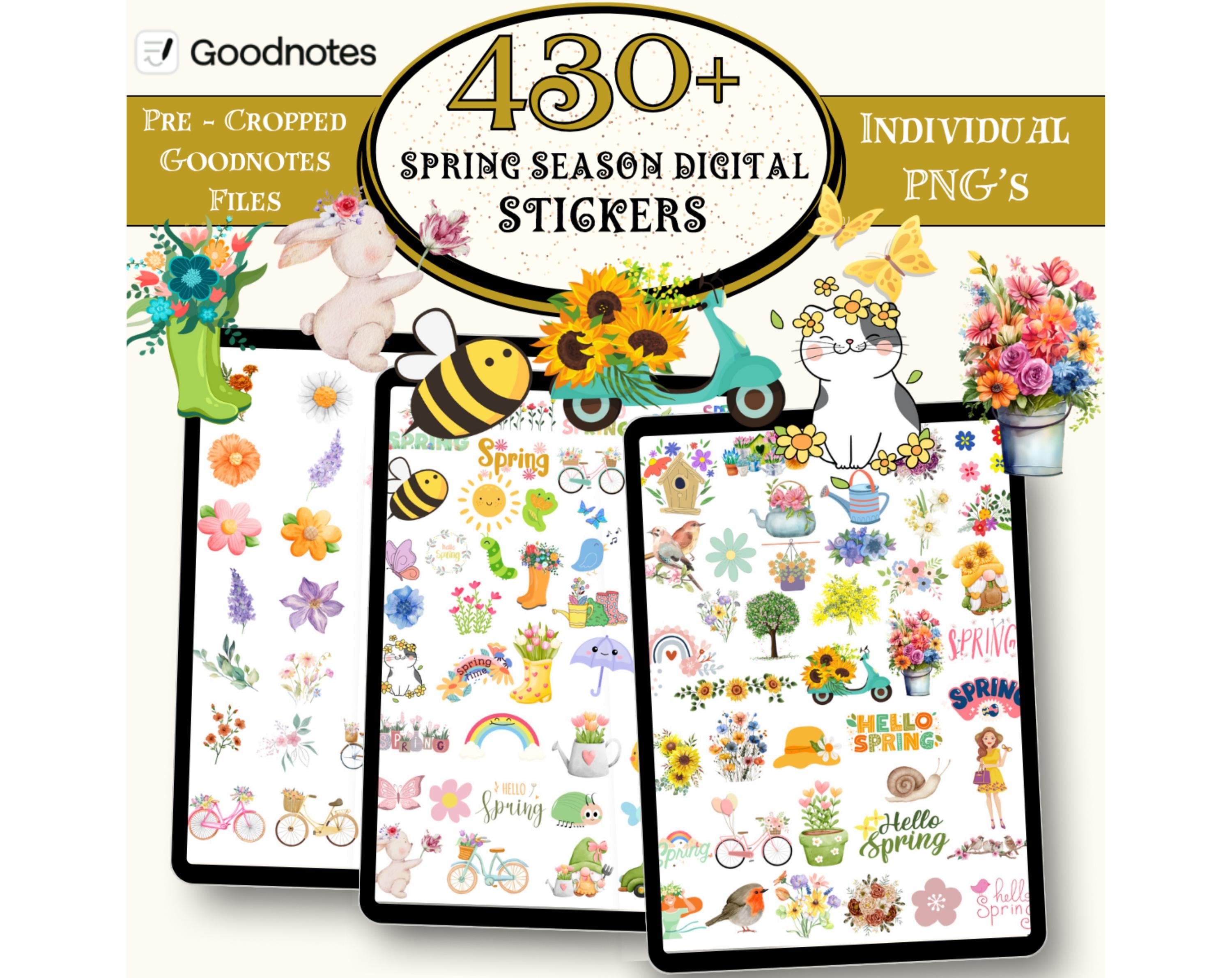 Spring Season Sticker 430 + Spring Season Digital Stickers Pack, Floral Stickers, Goodnotes ...