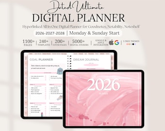 All-in-One-Digitalplaner, Goodnotes-Planer 2026–2028, Tages-, Wochen- und Monatsjournal, digitale Planervorlagen, Google- und Apple-Kalender