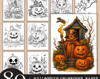 80 + Halloween Coloring Book For Kids, Spooky Season Coloring Pages, Printable Halloween Kids Activities, Halloween Classroom Activities