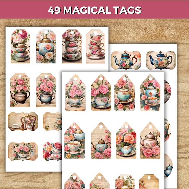Floral Teapot Junk Journal Kit, Tea Party Printable Ephemera, Vintage ...