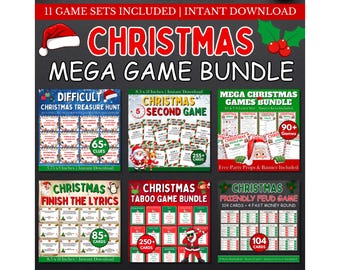 Mega Christmas Games Bundle, Christmas Bingo, Christmas Feud, Christmas Party Games, Christmas Treasure Hunt, Christmas Trivia, Holiday Game
