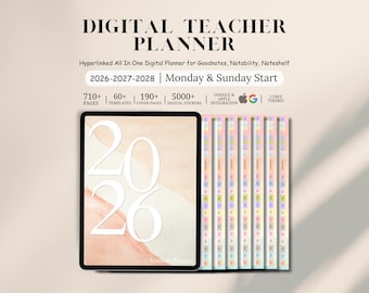 New Rainbow Teacher Digital Planner, 2026 2027 2028 Teaching Planner, Goodnotes Planner Academic Planner, Lesson Planner, Homeschool Planner
