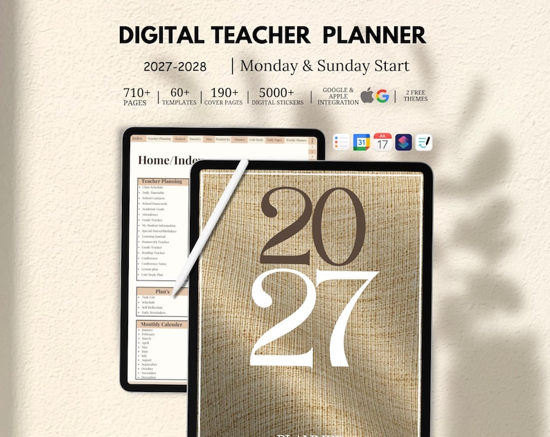 Digital Teacher Planner, 2027 2028 Teaching Planner, Goodnotes Planner, Teacher Journal, Lesson ...