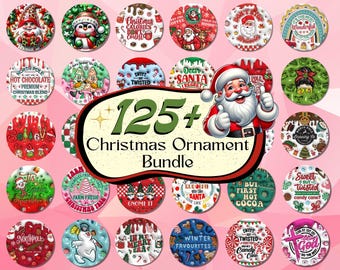 Más de 125 diseños de adornos navideños inflados, adornos navideños redondos (PNG), adornos navideños (PNG), adornos de sublimación, adornos navideños 3D (PNG)