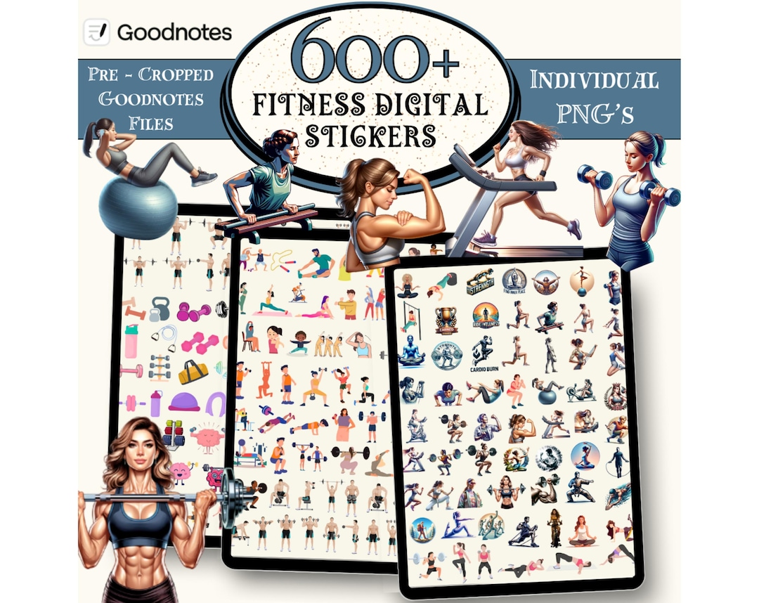 600 + Fitness Digital Stickers Bundle, Gym Lover Stickers, Health ...