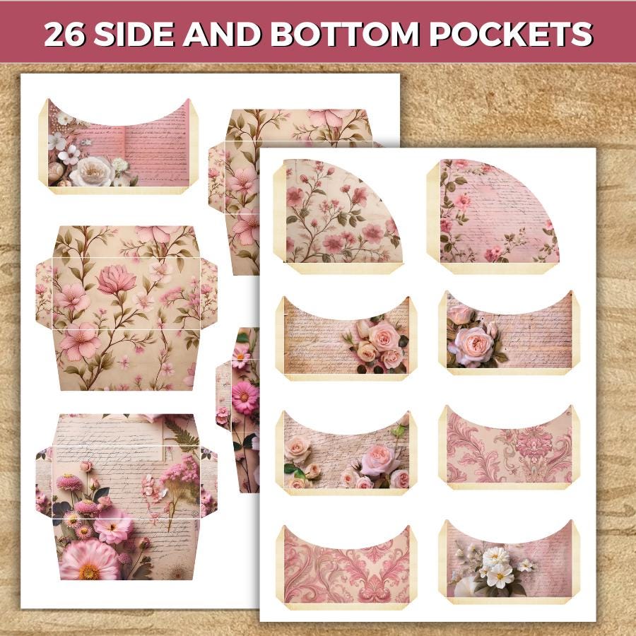 Vintage Pink Junk Journal Kit, Romantic Floral Journal Kit, Shabby Chic ...