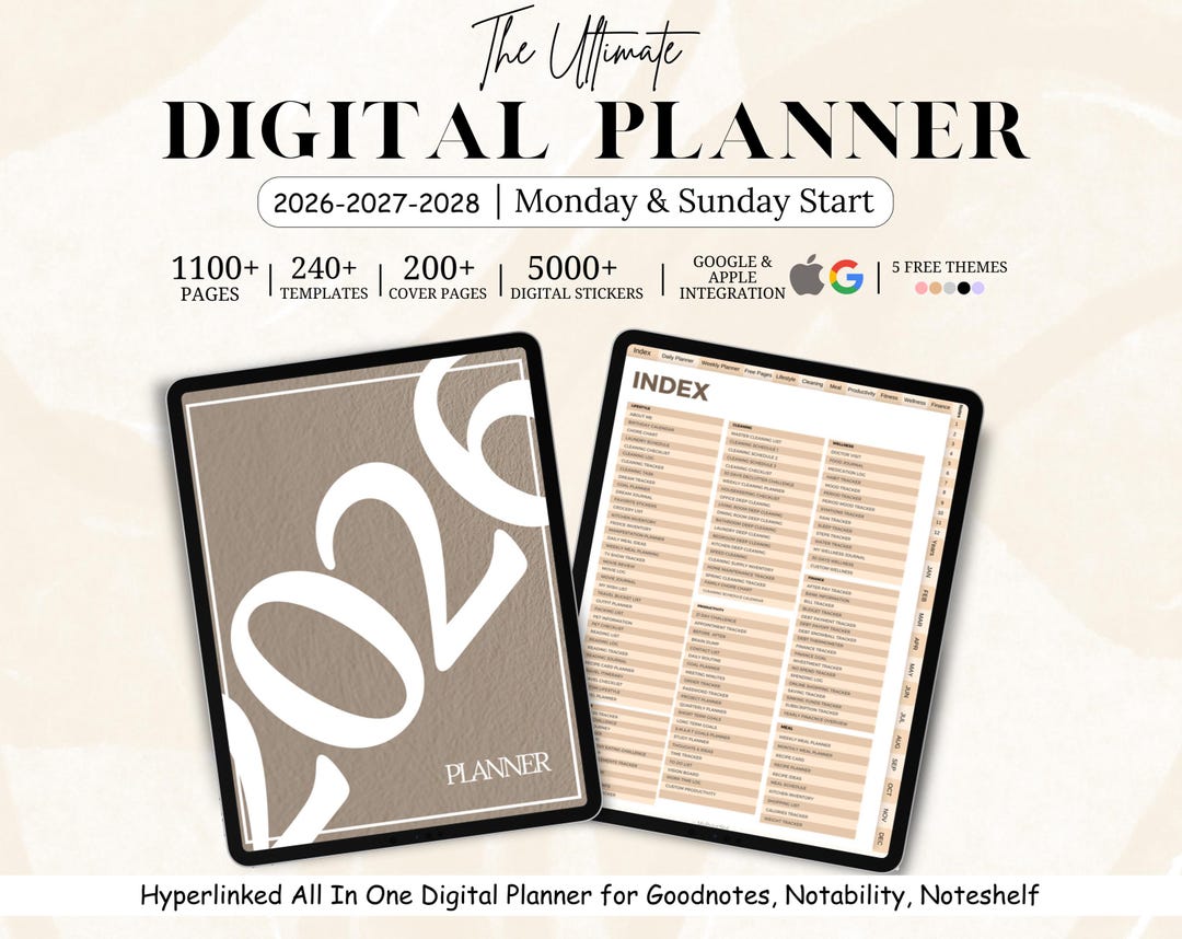 2026 Digital Planner, All in One Planner, Goodnotes Planner, Daily ...