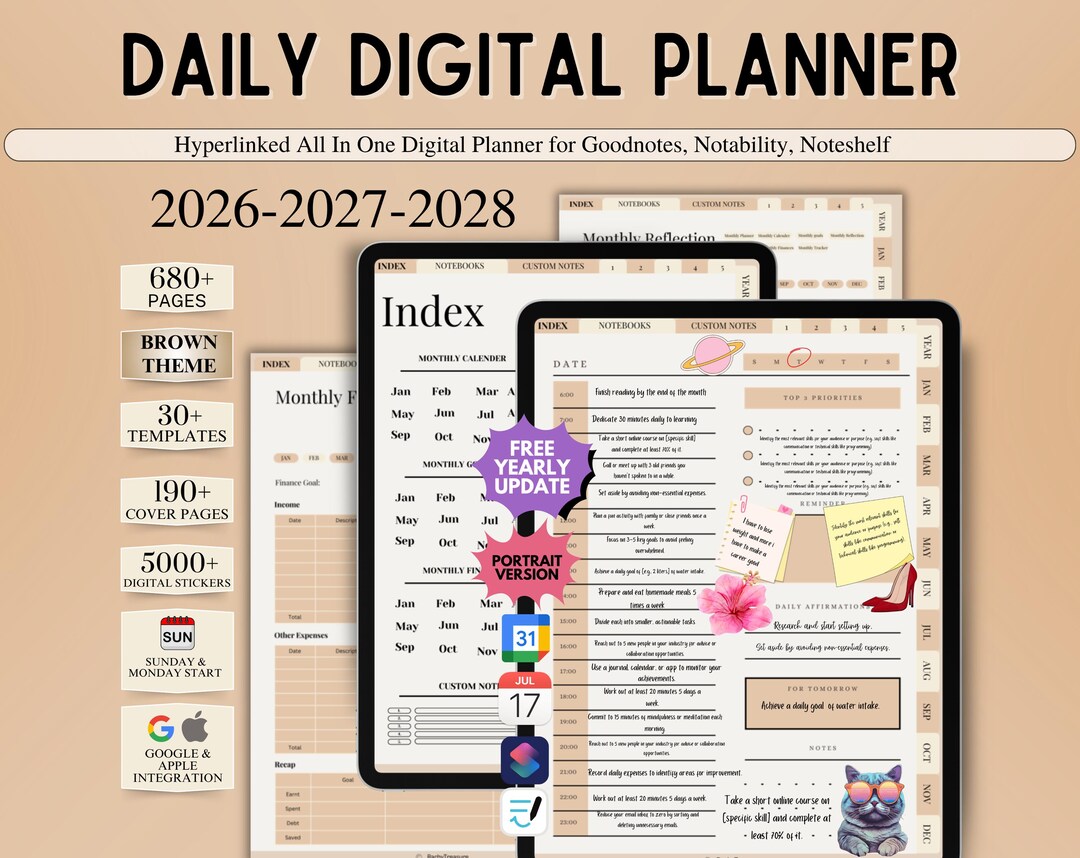 Daily Digital Planner, Everyday Planner, Daily Life Planner, Goodnote ...