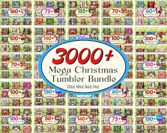 3000 + Mega Christmas Tumbler Wrap Bundle, Santa Tumbler, Snowman Tumbler, Christmas Gnome, Christmas Highland Cow, Christmas Photo Tumbler