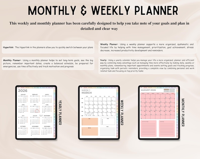 New 2026 2027 2028 All in One Digital Planner, Goodnotes Planner ...