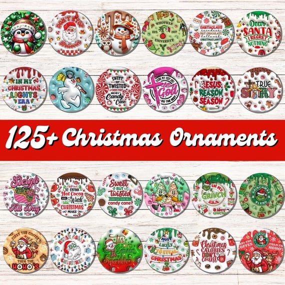 125 + Christmas Inflated Ornaments Designs, Christmas Round Ornament Png, Christmas Ornaments Png, Ornaments Sublimation, 3d Christmas Png