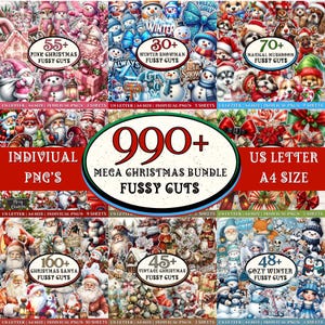 990 + Mega Christmas Fussy Cuts Bundle, Festive Fussy Cuts, Christmas Junk Journal, Santa Fussy Cuts, Holiday Fussy Cuts, Winter Fussy Cuts