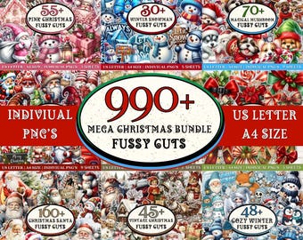 990 + Mega Christmas Fussy Cuts Bundle, Festive Fussy Cuts, Christmas Junk Journal, Santa Fussy Cuts, Holiday Fussy Cuts, Winter Fussy Cuts