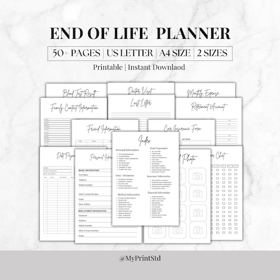 End of Life Printable Planner, Legacy Planner, Funeral Planing, Just In Case Plan, Final Preparation Plan, Last Wish Planner, Emergency Plan