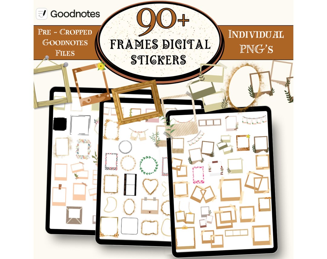 90 + Frame Digital Stickers, Camera Stickers, Photo Frame Sticker ...