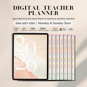 New Rainbow Teacher Digital Planner, 2026 2027 2028 Teaching Planner, Goodnotes Planner Academic Planner, Lesson Planner, Homeschool Planner