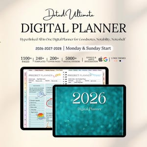 New 2026 2027 2028 All in One Rainbow Digital Planner, Hyperlink Goodnotes Planner, Daily Weekly Monthly Journal, Apple Google Calendar/iPad