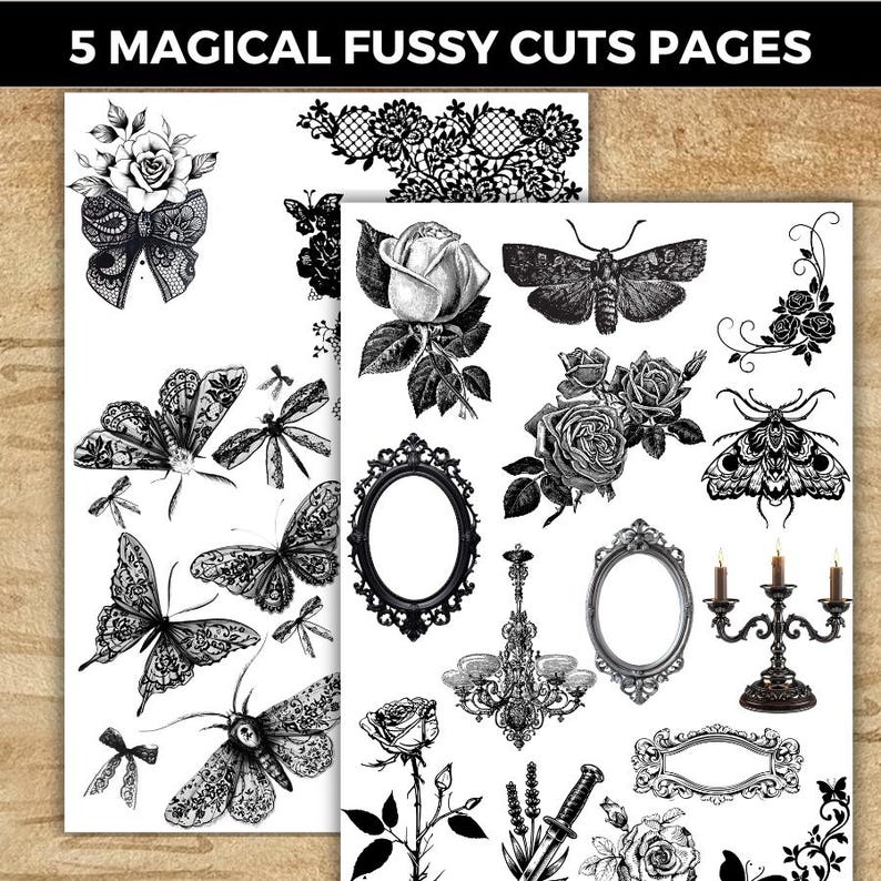 Dark Lace Junk Journal Kit, Gothic Printable Journal, Vintage Ephemera ...