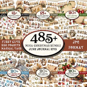 485 + Mega Christmas Junk Journal Kit, Christmas Fussy Cuts, Christmas Ephemera, Christmas Tags, Christmas Papers, Christmas Journal