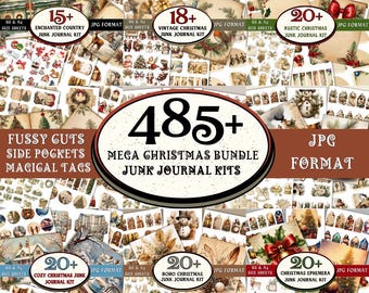 485 + Mega Christmas Junk Journal Kit, Christmas Fussy Cuts, Christmas Ephemera, Christmas Tags, Christmas Papers, Christmas Journal