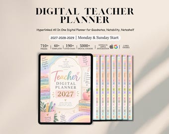 New Rainbow Teacher Digital Planner, 2027 2028 2029 Teaching Planner, Goodnotes Planner Academic Planner, Lesson Planner, Homeschool Planner