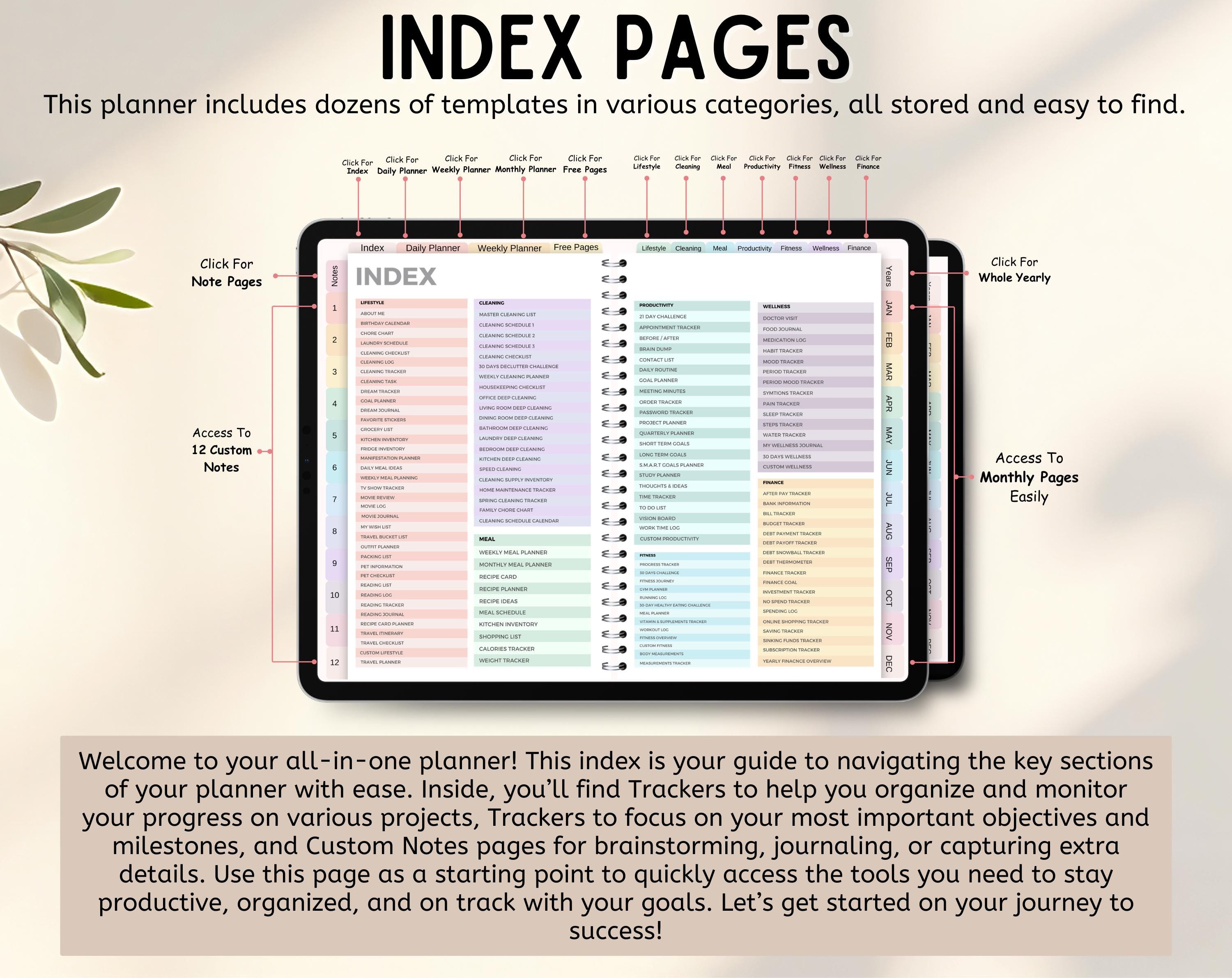 New 2026 2027 2028 All in One Rainbow Digital Planner, Hyperlink ...