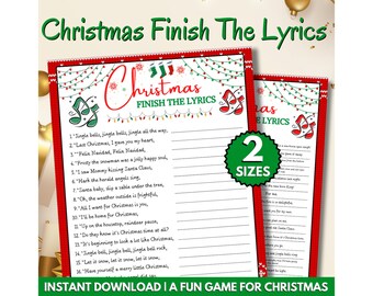 Christmas Finish The Lyrics Game, Christmas Party Game, Christmas Lyrics Game, Finish the Phrase Christmas Song Game, Christmas Carol Game