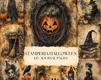 Stamperia Halloween Junk Journal Pages, Haunted Horror Digital Paper, Halloween Characters Scrapbook, Witchy Journals,  Gothic Bride Journal